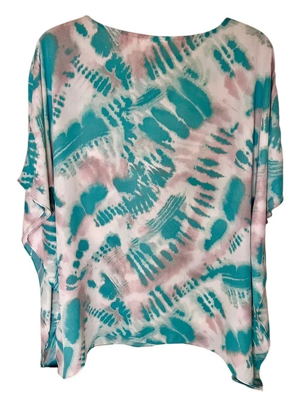 Belle By Kim Gravel Print Top Aqua Tie Dye Medium